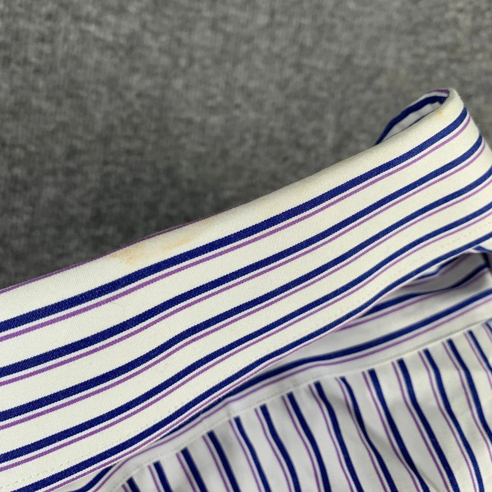 Vintage Polo Ralph Lauren Dress Shirt Men 17.5 White Striped Classy Regent NEW